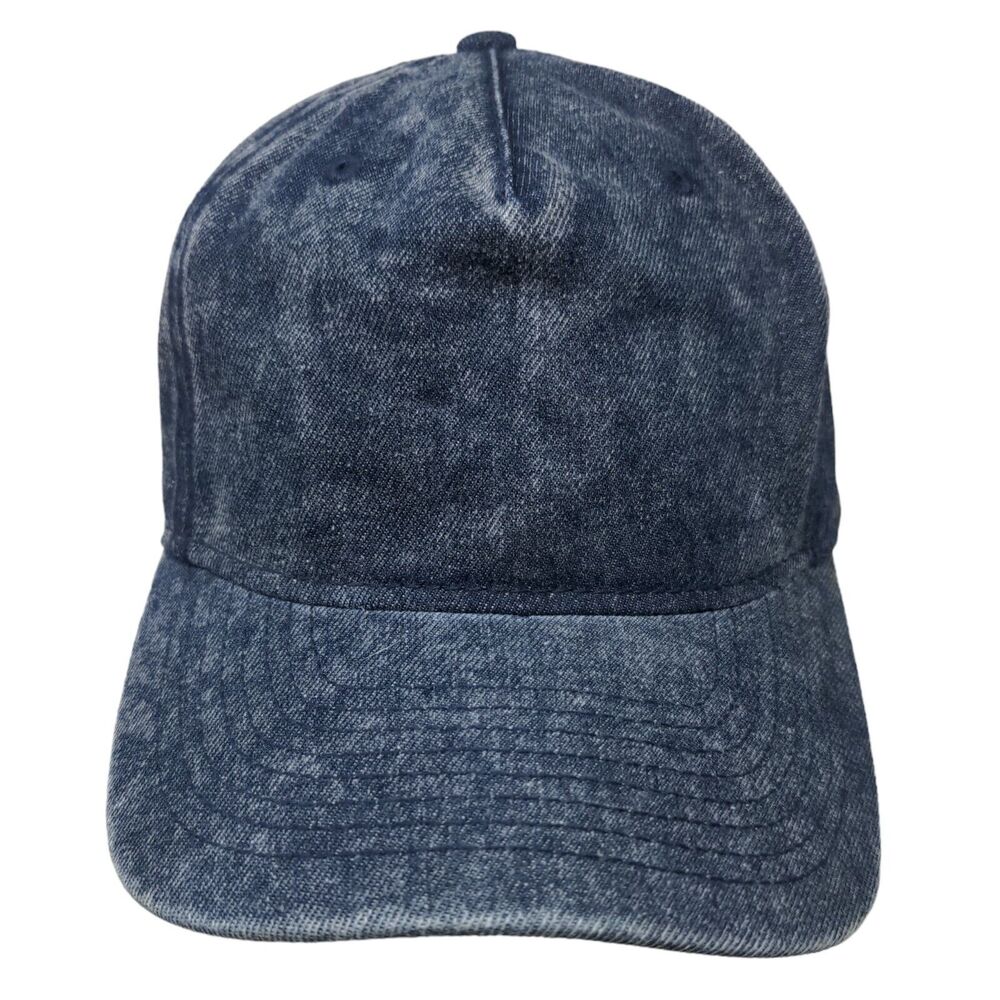 No Boundaries Snapback Hat Blue One Size Adjustable Vented Holes Denim Blank